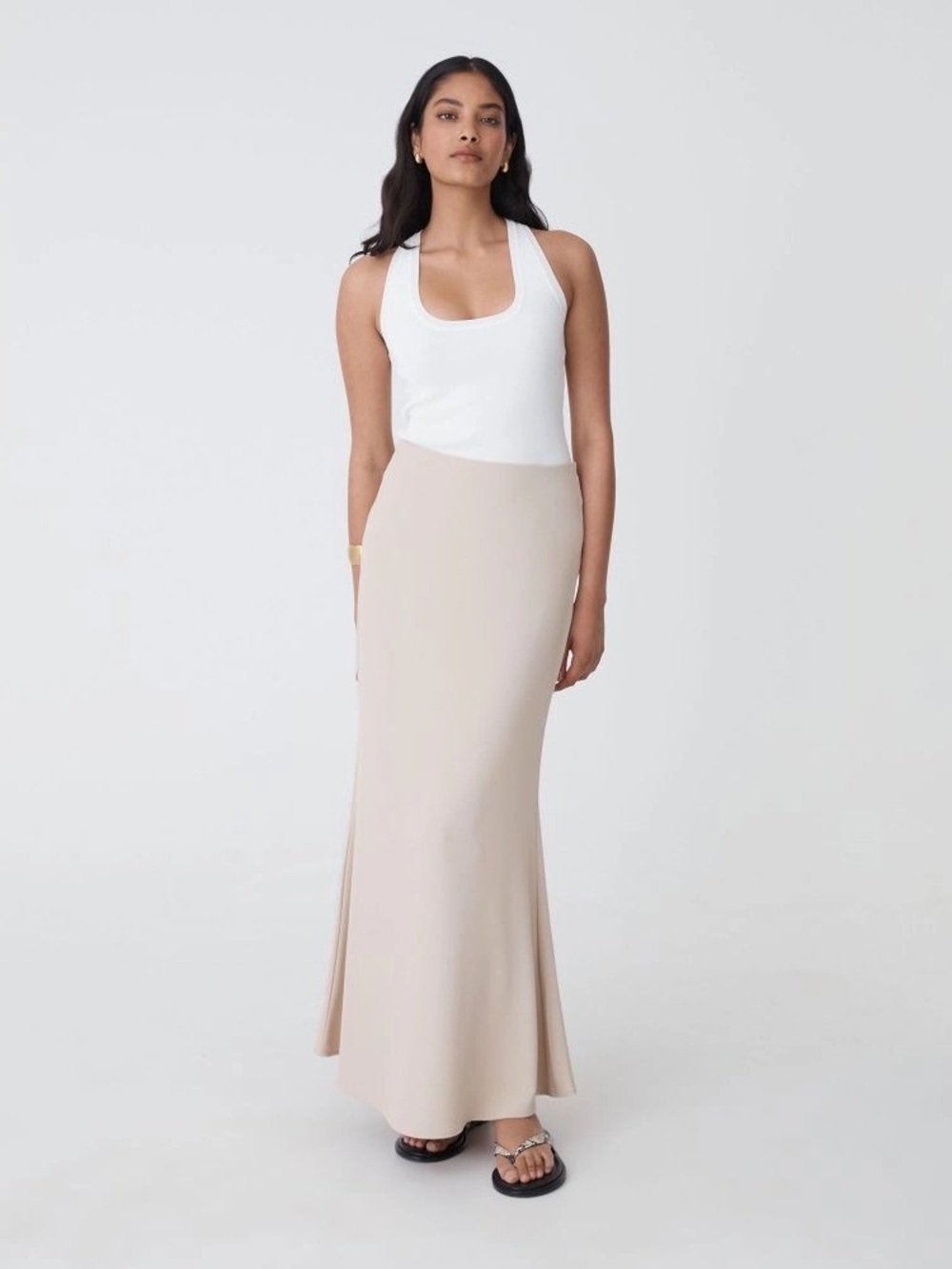 Forcast Caris Flared Maxi Skirt - Greige
